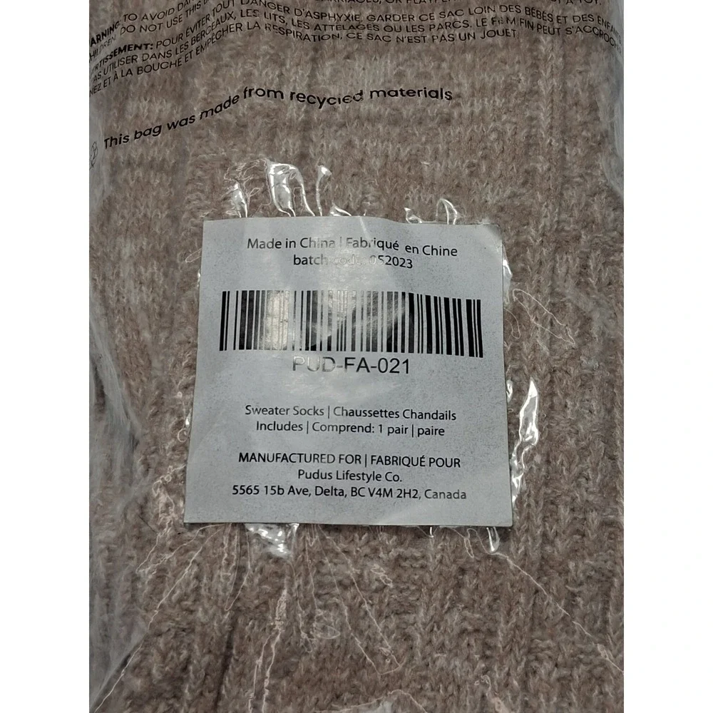NEW Pudus Women's Tan Long Sweater Socks Shoe size 6-10